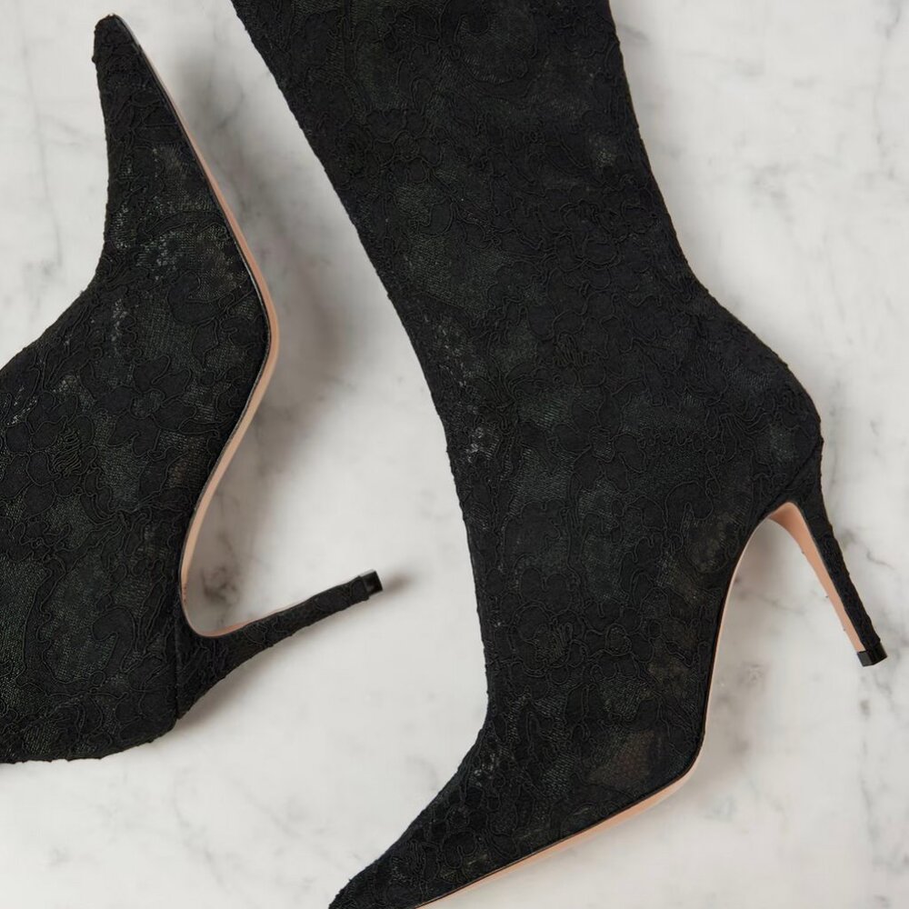 Gianvito Rossi Claudia 85 Lace Boot in Black 37 size 6.5